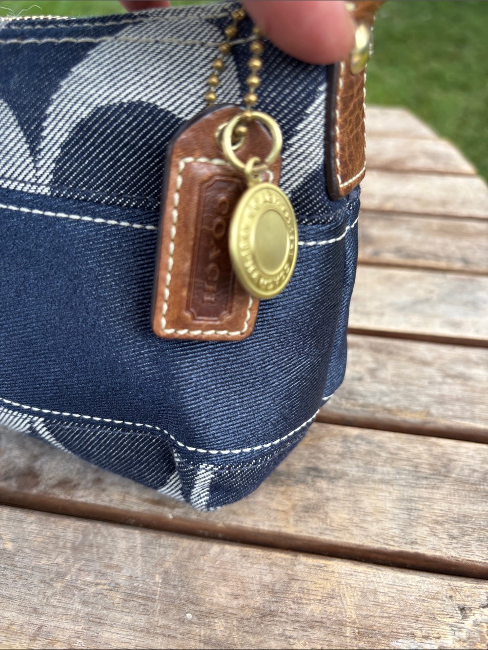 Coach Denim Mini Shoulder Bag with Brown Leather Trim - Picture 2 of 7
